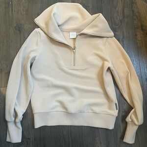 Varley Vine Half Zip Pullover Ottoman Ribbed Mushroom XS